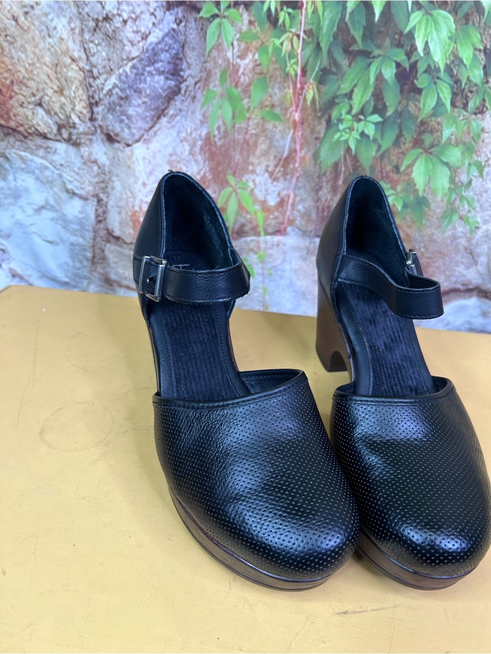 BOC Black Perforated Y2K Style Platform Boho Mary Jane Clogs, 11 - Picture 7 of 11